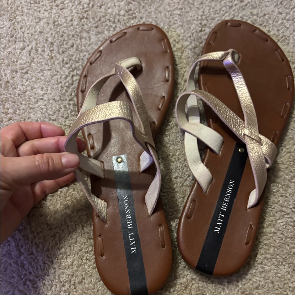 Matt Bernson Brown and Gold Sandals